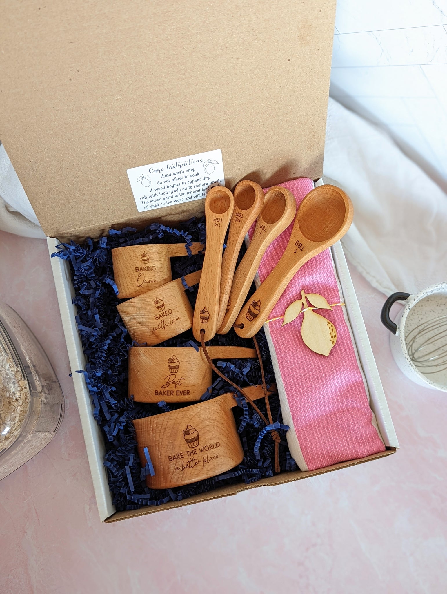 Wooden Measuring Cups, Measuring Spoons, Baking Gifts, Mom Christmas Gift  From Daughter, Mother in Law Christmas Gift, 